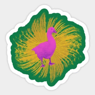 Pink Duck with mustard yellow feathers Sticker